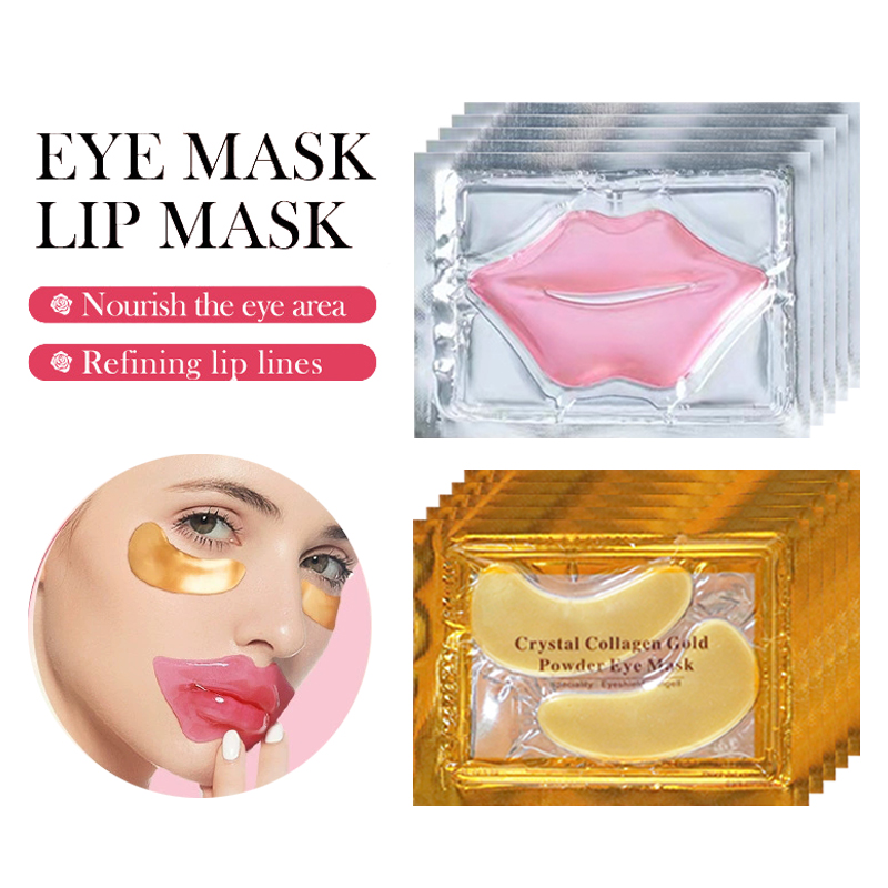 Skincare Collagen - 10/20 個ゴールデンクリスタルコラーゲンアイマスク抗ダークサークルアンチエイジング保湿ピンクリップマスク目唇トラベルサイズスキンケア