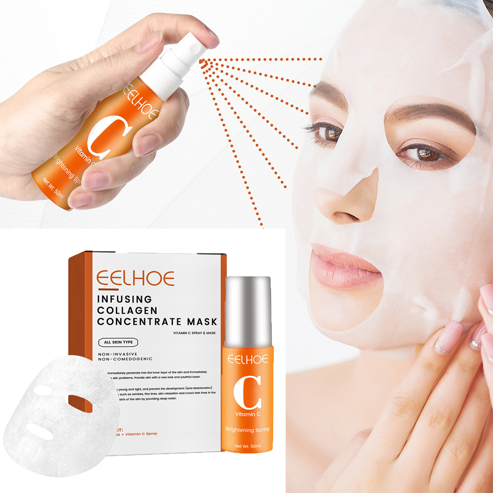 Skincare Collagen - 高タンパク質コラーゲンマスクスプレーセット くま・たるみを軽減 マスクVCスプレーセット 小じわを軽減 保湿スキンケア